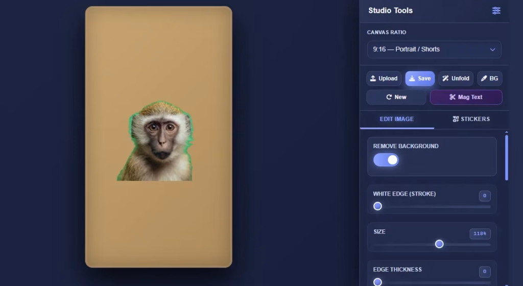 Background remove paper animator tool image