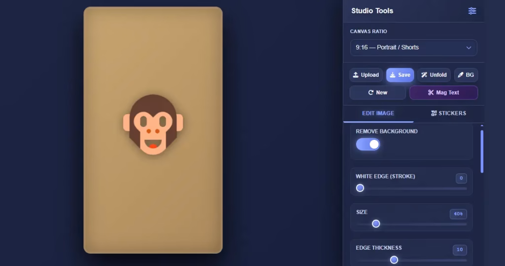 Image with background removel effect loading on studio