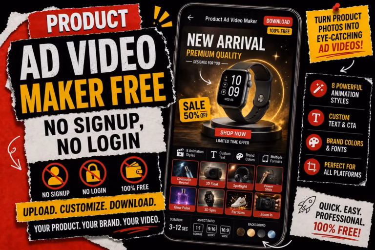 Product Ad Video Maker Free — No Signup, No Login 1 product ad video maker free